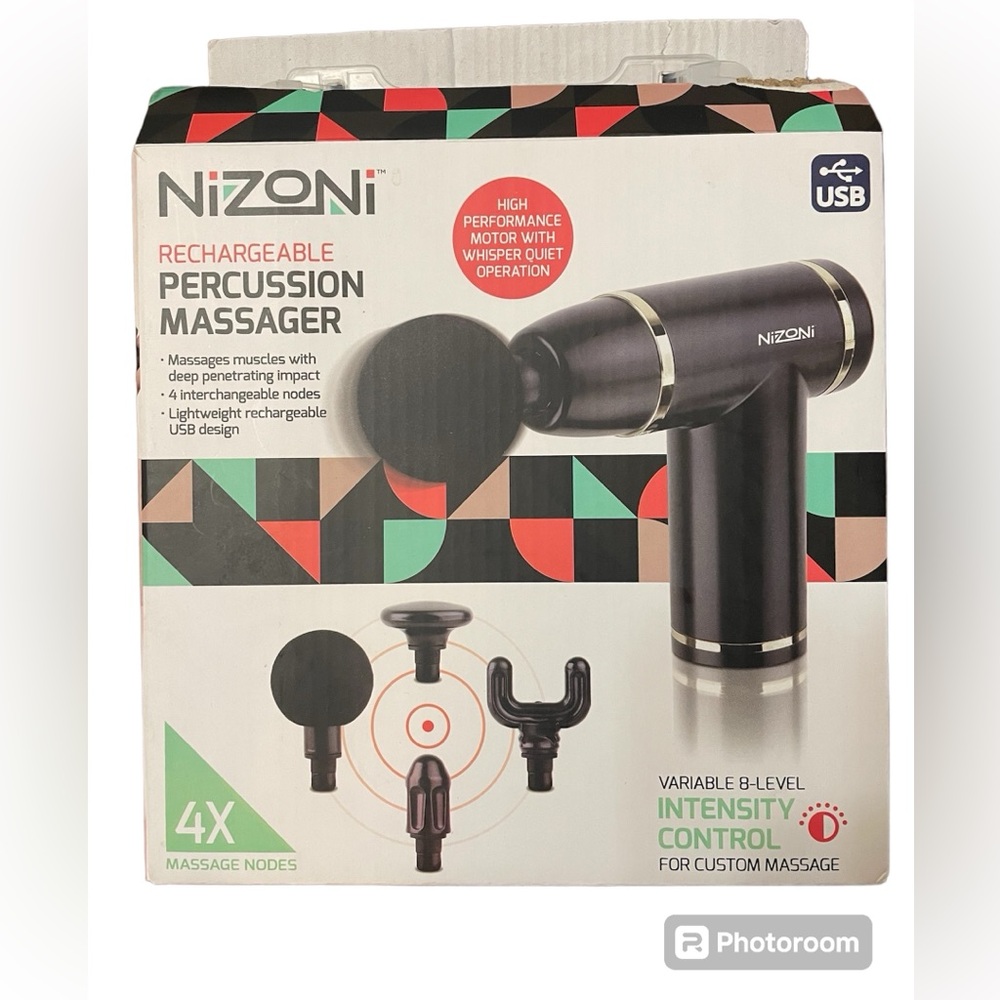 Nixon Percussion Muscle Massager 4 Interchangeable nodes Lightweight